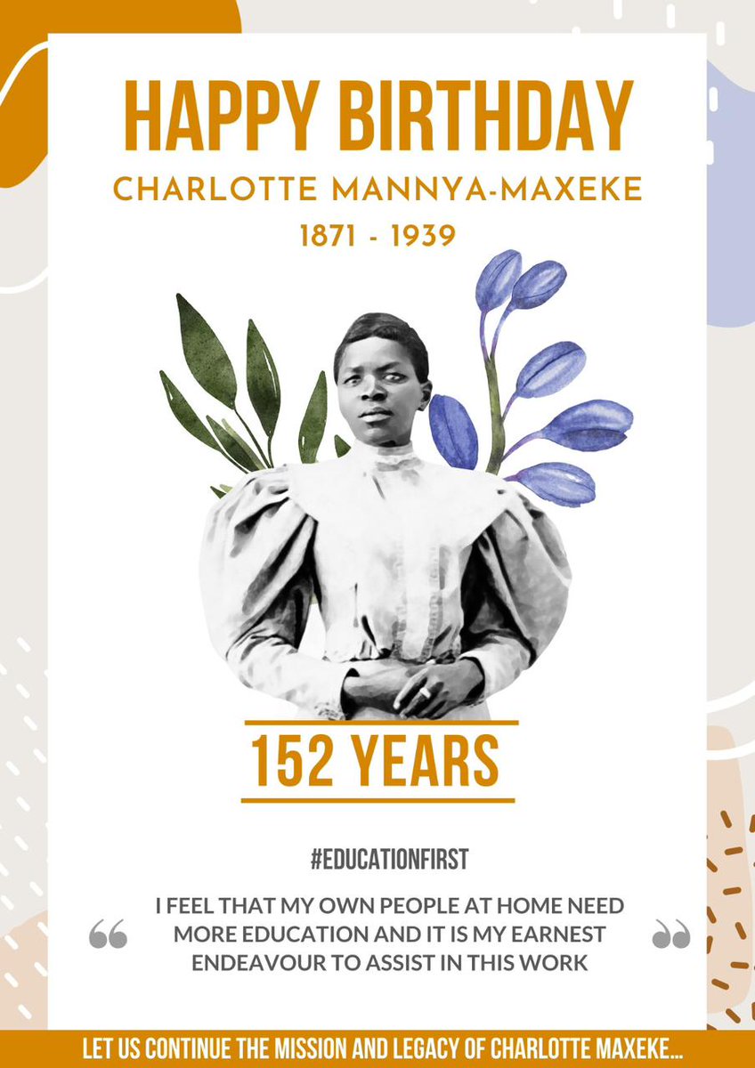 1st South African Black Woman to obtain a University Degree; 1901 @Wilberforce_U Bachelor Of Science Degree. The only woman in the 1912 meeting of the Founders @MYANC 
#CharlotteMaxeke 
#Maxeke152
#LeadLikeMaxeke #EducateLikeMaxeke #EmpowerLikeMaxeke
@CharlotteMaxeke