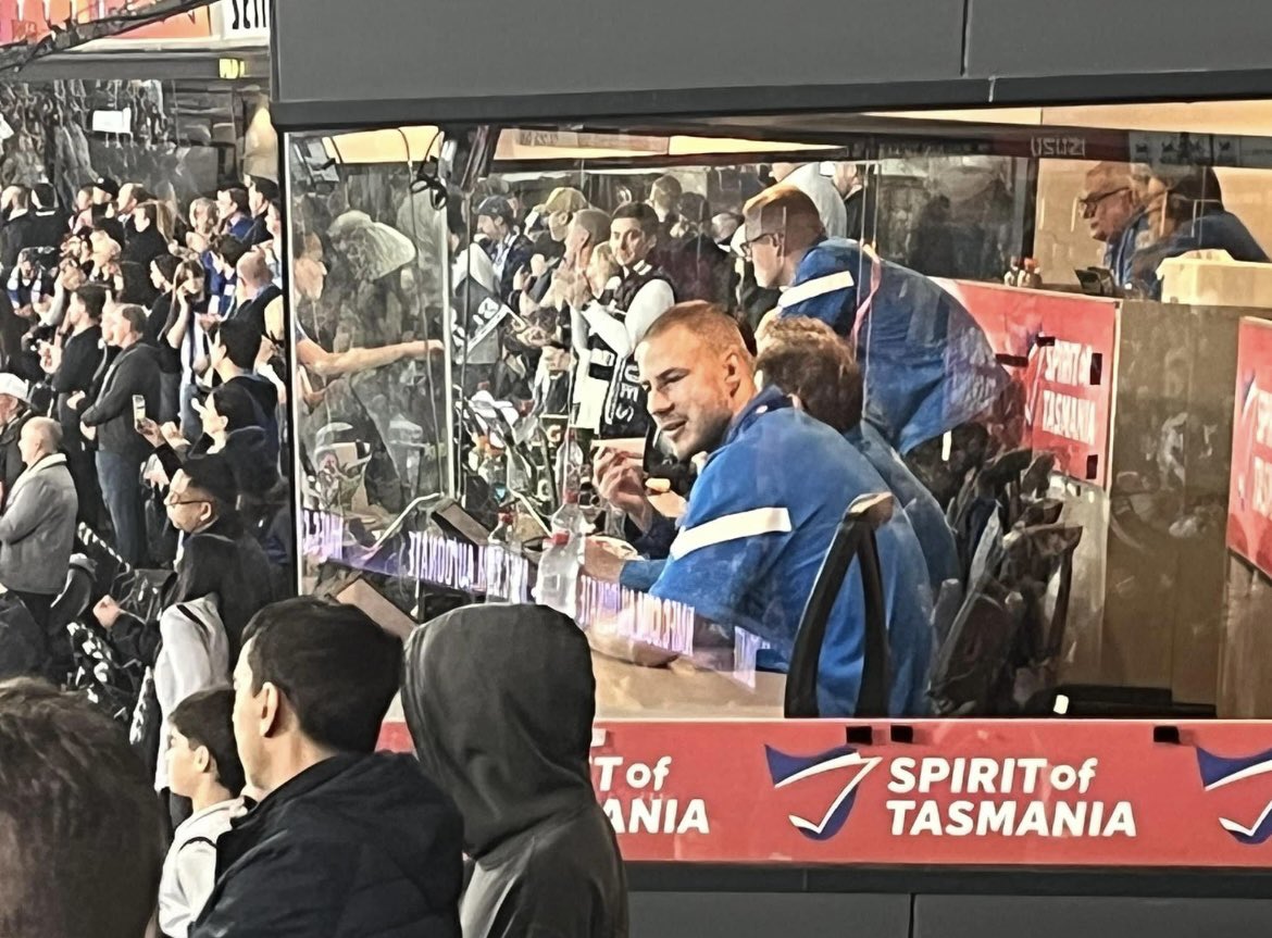 sportsbetcomau's tweet photo. ‘Ben McKay spotted in the North Box’
The more likely story: 'A lookalike of Ben McKay has been planted in the North box to hide people from the truth…’  👀 #AFLNorthBlues https://t.co/XSAoi7bJFk