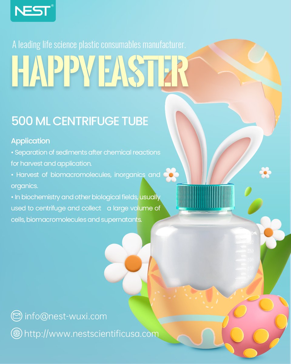 NESTBiotechnol1's tweet image. Wishing you a happy and hoppy #Easter!
#centrifugetube #lifesciences #lab #consumables