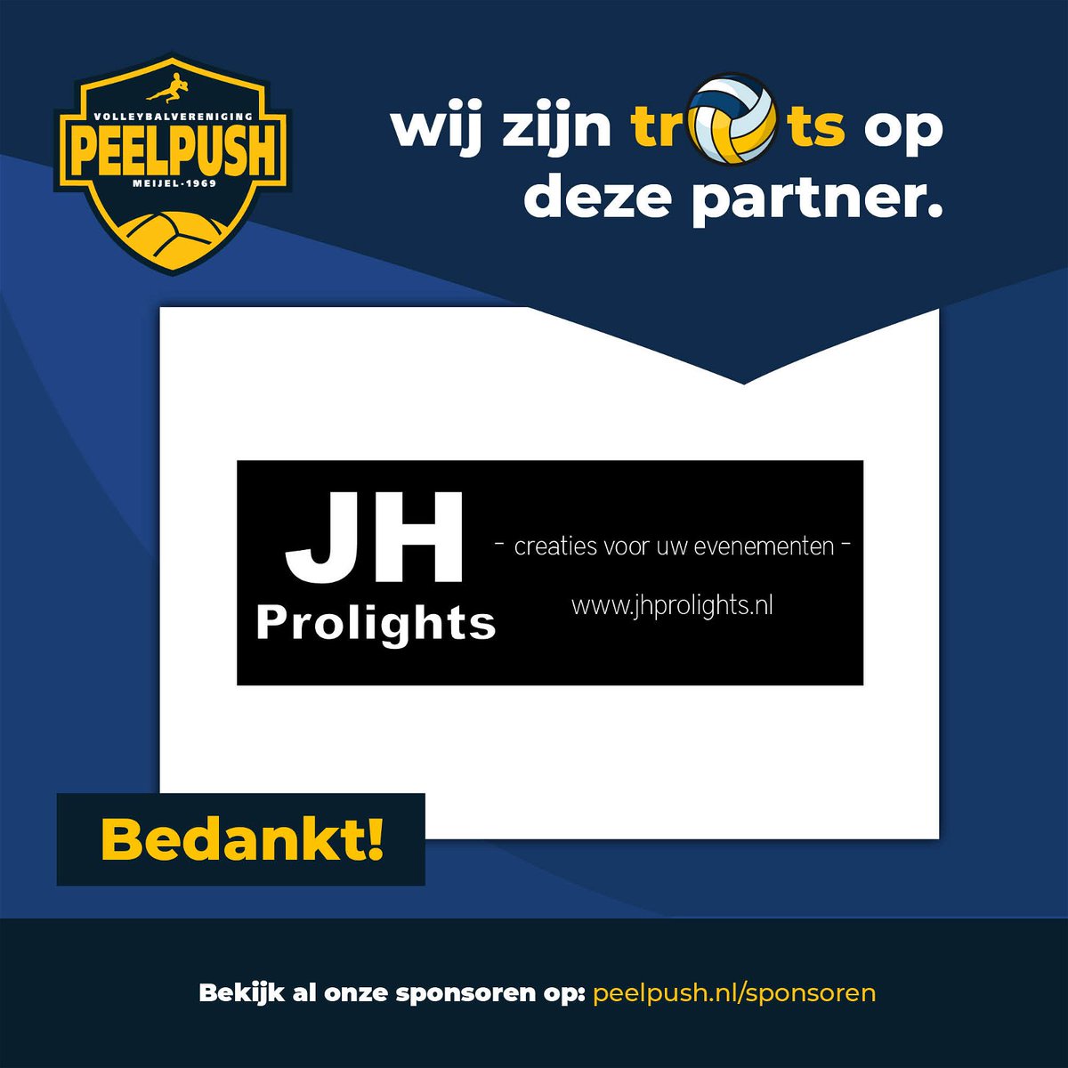 Wij zijn trots op JH prolights als sponsor. Bedankt!
jhprolights.nl
#peelpush #sponsor #koopbijonzesponsoren #zondersponsorsgeenclub