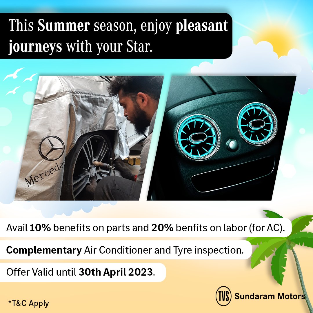 sundaram_motors's tweet photo. Beat the heat this summer season and avail exclusive benefits on parts and labour.
Offer valid until 30th April 2023.*
For more details, call us on:
Kasturba Road: 9972594708
Hoodi (Whitefield): 9845811118
Mangalore: 7349249572
#StarService #SundaramMotors #Bangalore https://t.co/t8sOJzOHRF