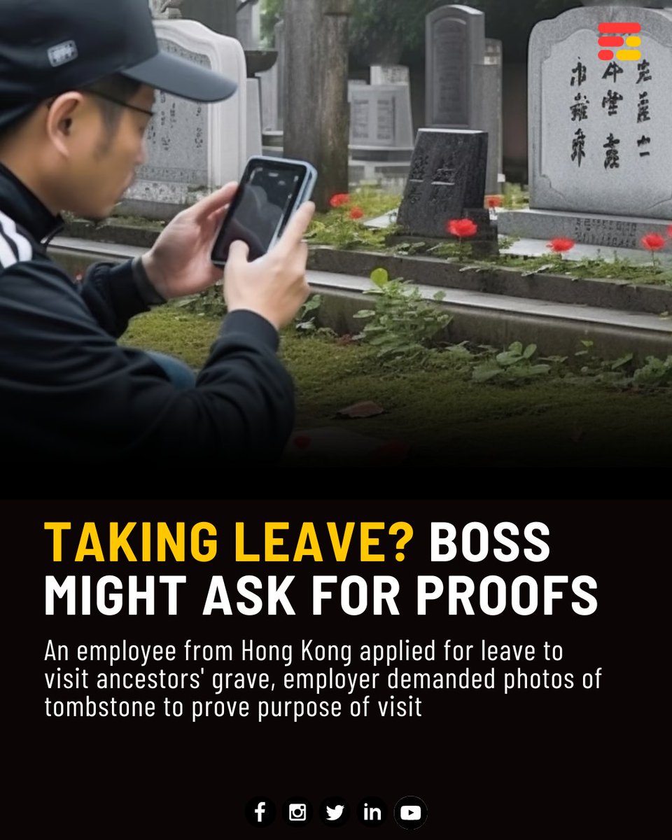 feedmileapp's tweet photo. An employee from Hong Kong applied for a 12-day leave to attend the festival, got an odd demand of sending pictures of his ancestors' tombstones to "prove" the purpose of his visit.
#feedmile #feedmileshorts #hongkong #tombstone #weekoff #weekend #chingming #chingmingfestival https://t.co/dgxyCTaRmk