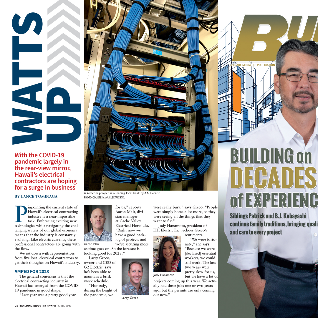 gcahawaii's tweet photo. Shout out to GCA member @WeAreCVE Honolulu and Division Manager Aaron Mair for being 1 of 5 electrical contractors to give their insights for the April Building Industry Hawaii article, "Watts Up":
https://t.co/kpPo4SGyWo https://t.co/0T7ub6Io27