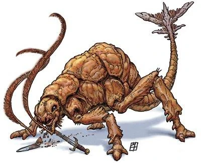 chsdndclub's tweet photo. Watch out adventurers, the Rust Monster may look harmless, but its touch can turn your trusty sword into a pile of rusted metal! Better pack some spare weapons...just in case. #DNDFact Illustration by Mark Tedin๐ก๏ธ๐ฆ https://t.co/1Uz7PB9pjk