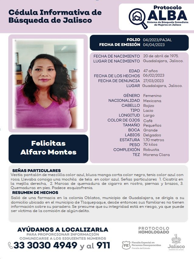 CEDHJ's tweet photo. Ayúdanos a compartir.

Si cuentas con alguna información que ayude a encontrar a esta persona, comunícate a la Fiscalía Especial en Personas Desaparecidas, al número 33 3030 4949 y al 55 53 46 25 16 o al 911.

Para más información ingresa a:
https://t.co/xho7Vin43S https://t.co/GESZDdOttW