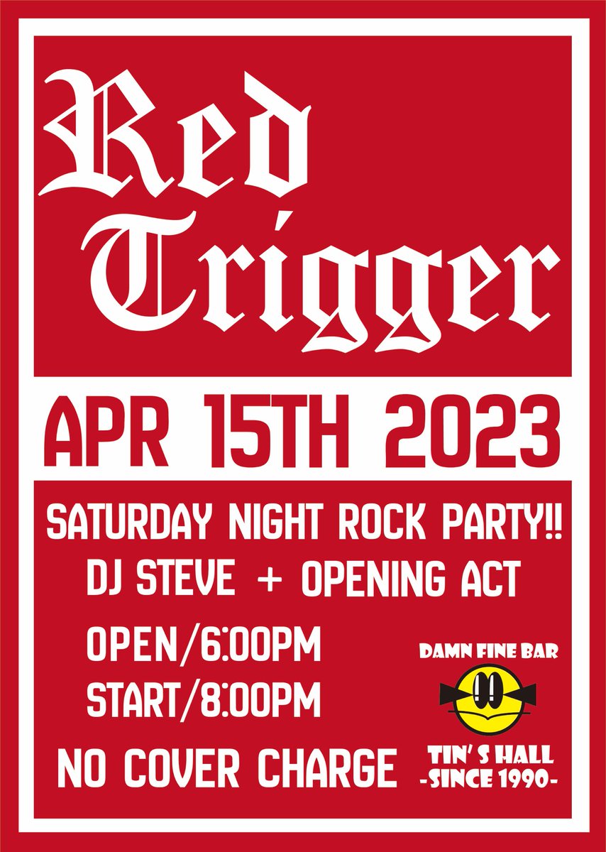 redtriggerosaka's tweet photo. 来週のライブ告知を今ごろ!!
ロックですねー \(^o^)/
とゆーことで
来週末の15日(土)
Tin’s hallでお待ちしております!
絶対来いよ!
明日また重大発表があるかもなのでお楽しみに🎸
#redtrigger
#music
#ロック
#rockband
#ロックバンド
#osaka
#大阪
#バンド
#tinshall
#天王寺 https://t.co/L7l3As2p3n