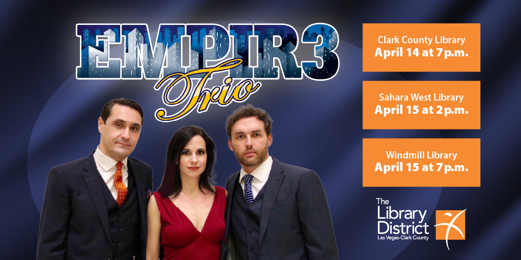 Next weekend, don't miss a FREE CONCERT with the critically-acclaimed band <a href="/empiretrionyc/">Empire Trio</a> &amp; hear how they breathe new life into toe-tapping favorites with their unique &amp; innovative musical arrangements 🎤 🎶! Details: librarydistrict.org/empiretrio #STEAMMonth #LibrariesDoThat