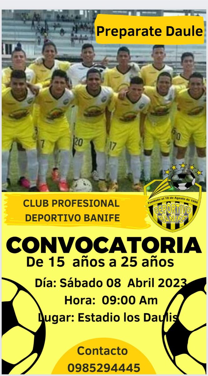 MiguelArbitro's tweet photo. El club de segunda categoría Deportivo Banife, te invita a que hagas realidad tu sueños en el futbol profesional. https://t.co/3i89TMDjBE