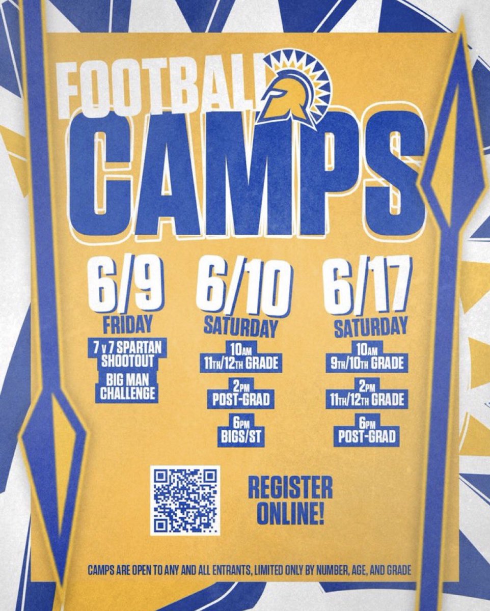 See you <a href="/SanJoseStateFB/">San José State Football</a> JUNE 10th‼️<a href="/CoachBrennan/">Coach Brennan</a> @CoachO_SJSU <a href="/RealCoachCarter/">Alonzo “Zo” Carter</a> <a href="/RobChristoff/">Rob Christoff</a> <a href="/CoachWhiteEra/">Scott White ✈️</a> @FletcherSJSU