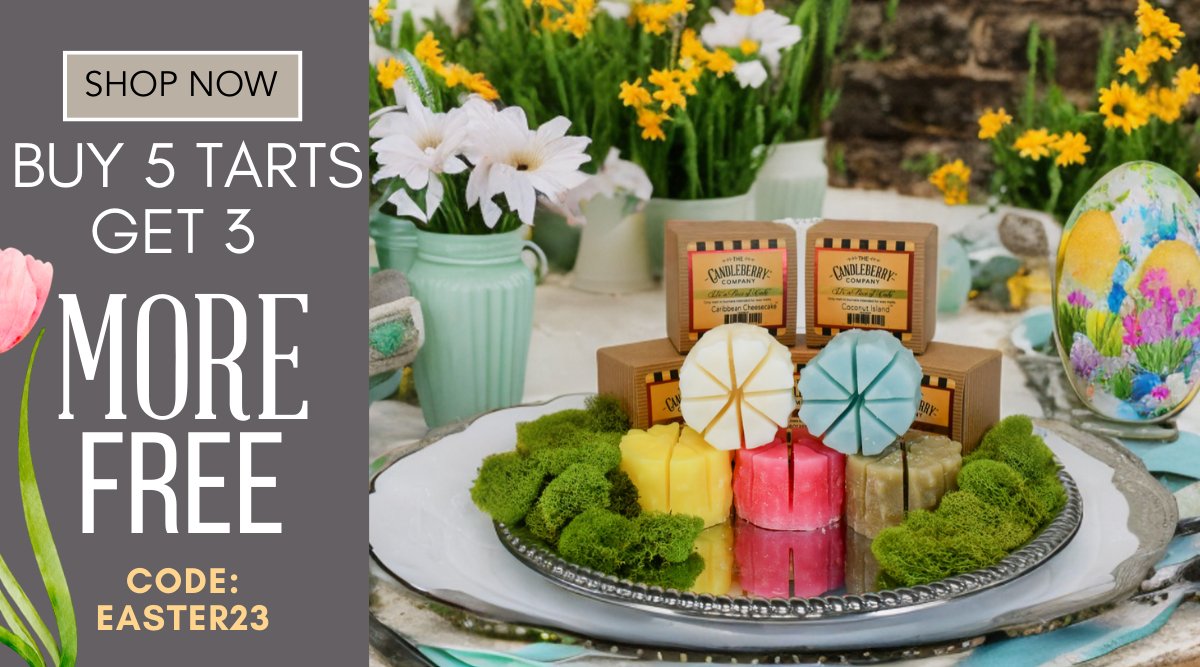Happy Easter Weekend! Shop now and buy 5 curiously fragrant simmering cake tarts and get 3 more FREE! Use Code: EASTER23
candleberry.com/collections/it…