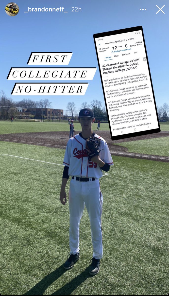 Milford_Eagles's tweet photo. S/O to our guy @brandonneff16 on throwing his 1st career collegiate no hitter today @UCC_Baseball!!! B-Neff was DEALING ⚾️on the mound!!

@milfordbaseball @AsifShah1421 @milford_flock @milford_schools @clersunsports @milfordhseagles @ECC_Sports @mlaughman @EnquirerShelby https://t.co/T2GkBtVkKc