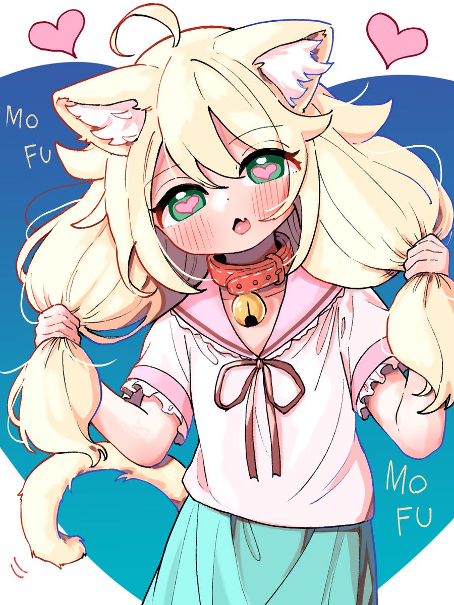 yusa kozue 1girl animal ears cat ears tail solo blonde hair cat tail  illustration images