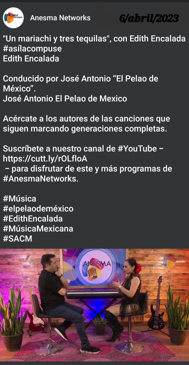 @EdithEncaladaMX 
Con @elpelaodemexico 
#joseantonioelpelao 
#ElPelaoDeMexico
En #asilacompuse 
#AnesmaNetworks
#CDMX
6/abril/2023
Link:
m.facebook.com/story.php?stor…