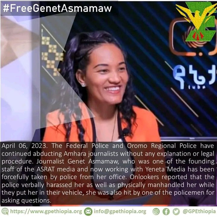 #FreeGenetAsmamaw
#ProtectFreedomFighters
#JournalismIsNotACrime 
#PrisonersofConscience

Genocide Prevention in Ethiopia