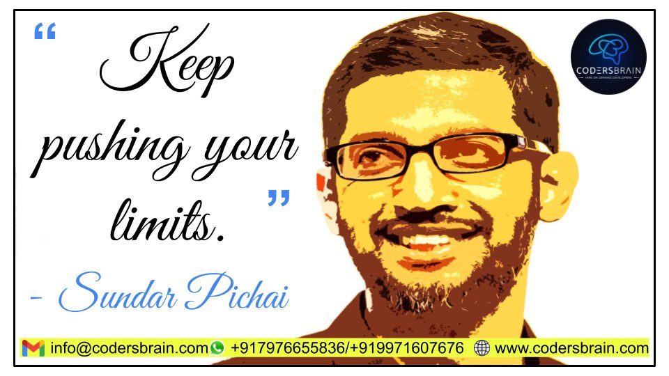 codersbraintech's tweet image. #fridaymotivation #fridaypost #fridayvibes #ceo #strategy #hiring #itstaffing #techjobs #hr #humanresource #hrcommunity #developercommunity #itcommunity #techcommunity #codersbrain #itjobs #motivationalquotes #pushyourself #motivation @codersbraintech #sundarpichai #google
