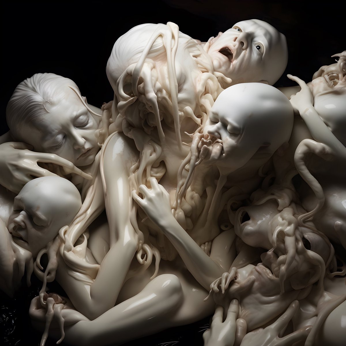 vvolfvvitch's tweet photo. @bl_artcult @TheNFTGallery4 @joynxyz My submission titled “ The End “ based on a vivid dream I had in which I was consumed by different versions of myself. Thank you for the opportunity to share. https://t.co/vMmDA46ciw
