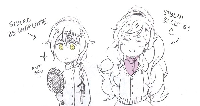 hc_bot1's tweet photo. Styling each other's hair. https://t.co/aXMl4yQRPC