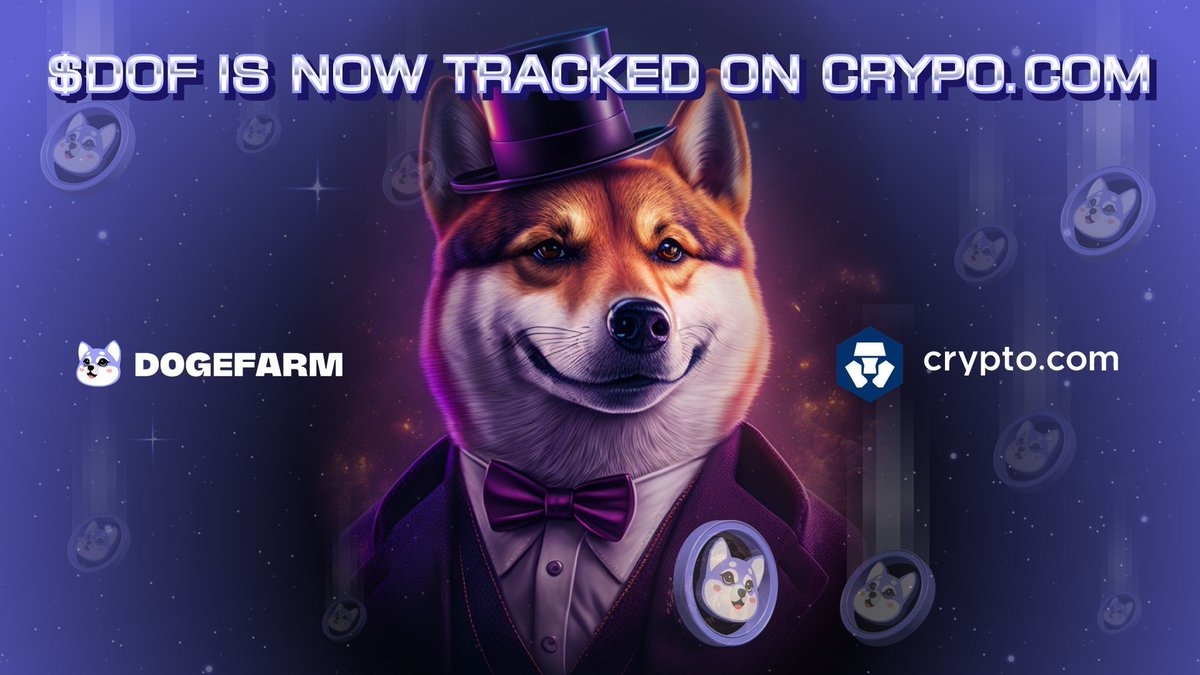 $DOF is now tracked on <a href="/cryptocom/">Crypto.com</a> ✈️

➡️ crypto.com/price/doge-farm

Get ready for the big reveal! 🪄🔓

#DogeFarm #DOGE $DOF #Crypto #NFT