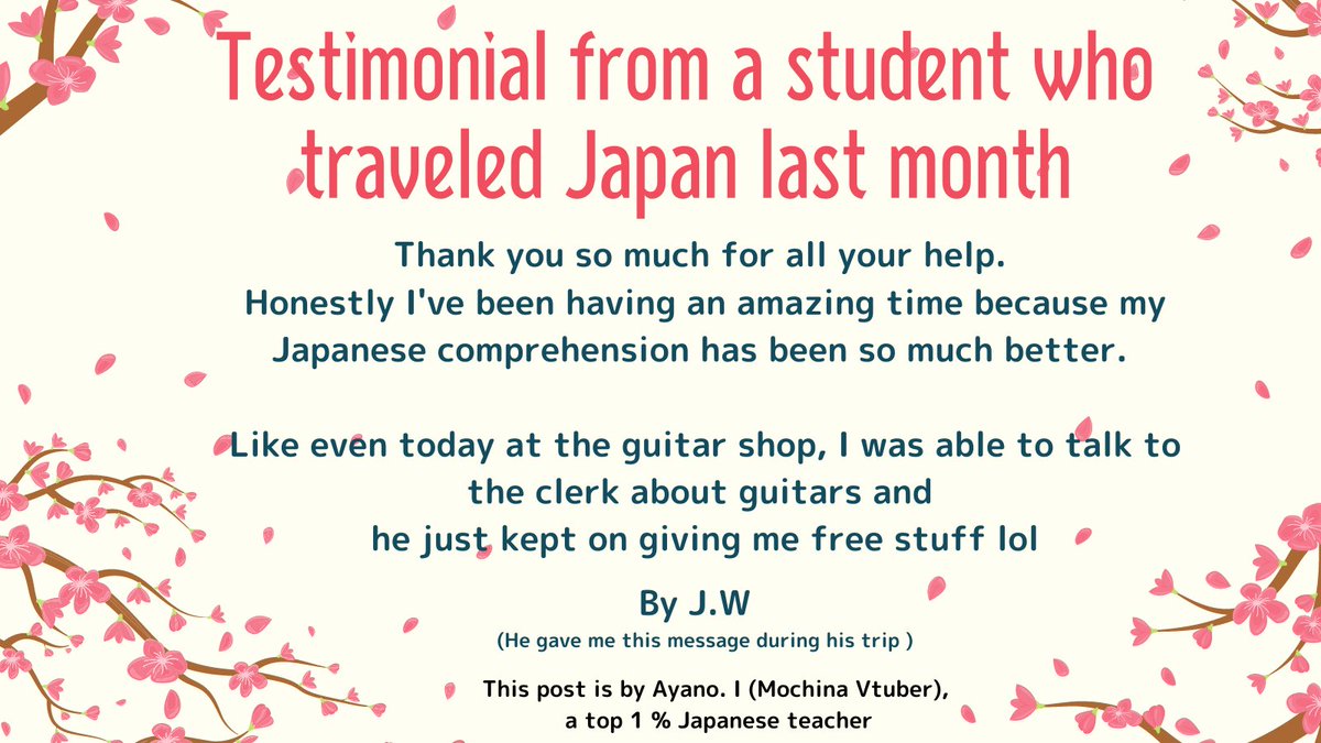 mochijapa's tweet photo. I'm doing group lessons on 4/9, 15, 16, 30. (4 days only!) Even if you can't come, plz RT 💕
 
You can learn real Japanese which one-way media such as apps, books, and videos can’t teach you😉 
[4/9 Sun (JST)]
https://t.co/JA2gv5xcpX

[Other classes ]
https://t.co/bYFkkjkN3P

x https://t.co/TP9tsZre42