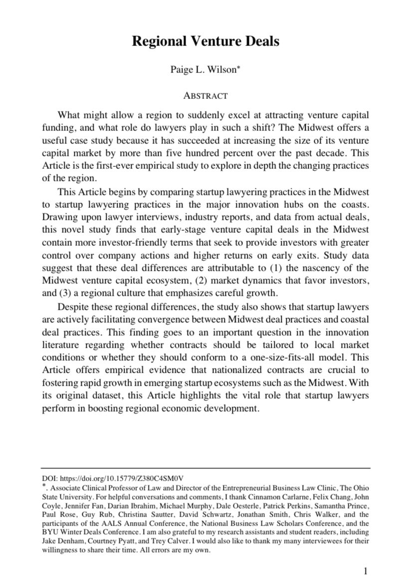 paigelindseyw's tweet photo. Regional Venture Deals is now in print! An enormous thank you to the editors @BBLJBerkeley, my colleagues @OSU_Law and elsewhere, and the interviewees who graciously volunteered their time. I couldn’t have done it without you. 🙏 

https://t.co/vET0t2Hcc5 https://t.co/g3aOHg1PLP