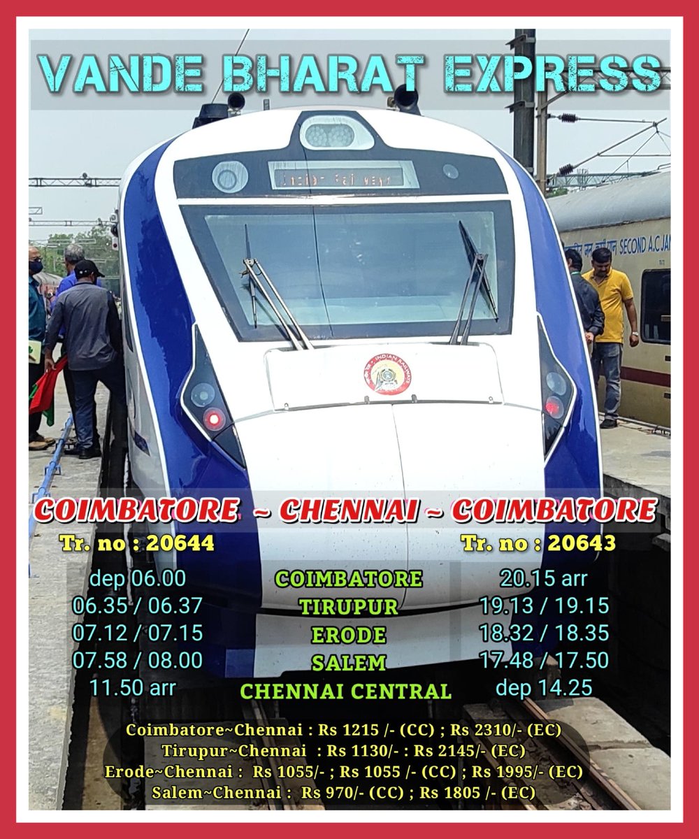 tweetKishorec's tweet photo. Vande Bharat Express 🚂🚆🚃 https://t.co/sH8pq7icRc