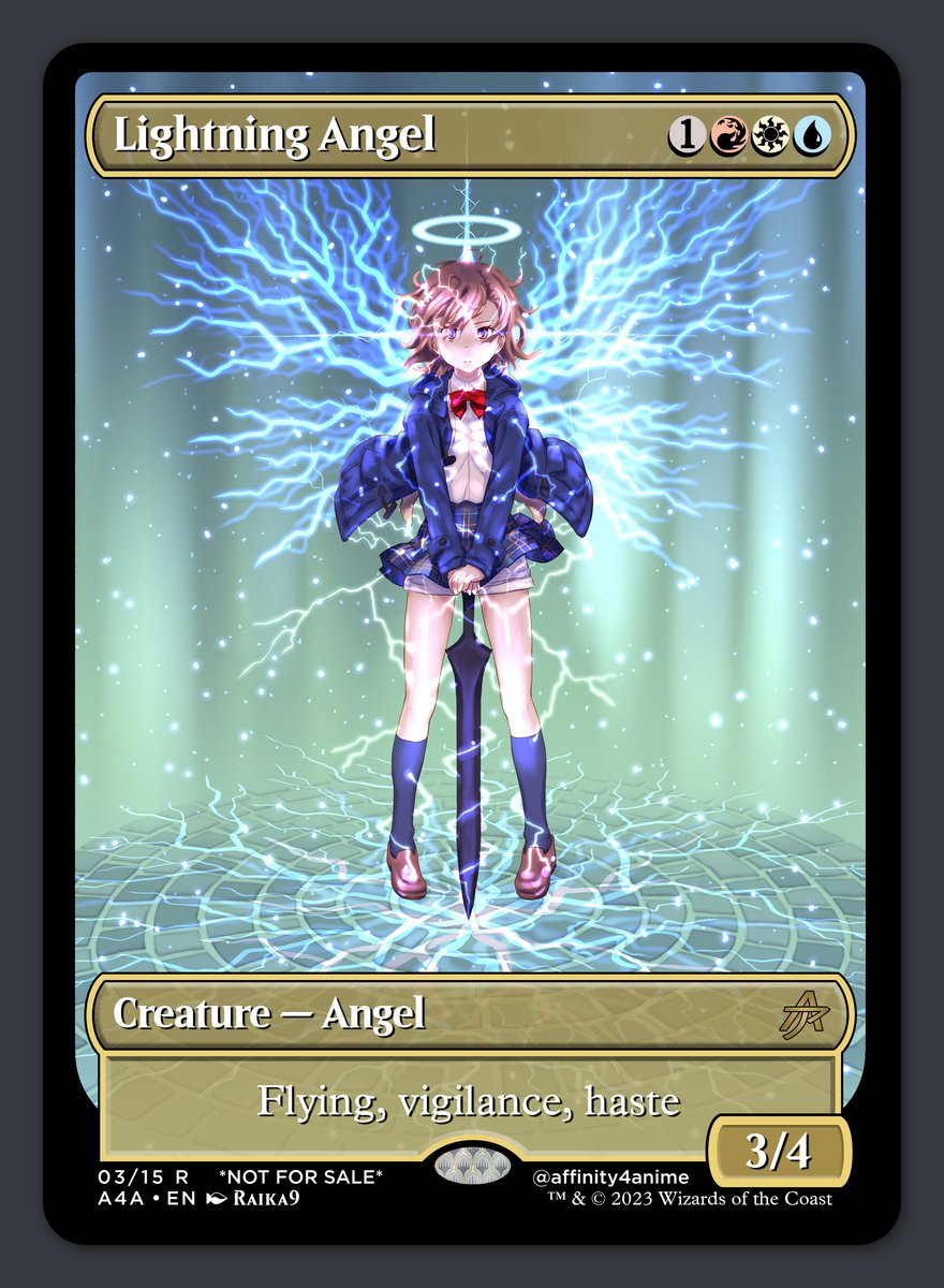 affinity4anime's tweet photo. #MisakaMikoto seemed a suitable anime girl for lightning angel. #mtg #proxy #mtgproxy #magicthegathering #RailDex https://t.co/Ops8uBCT1o