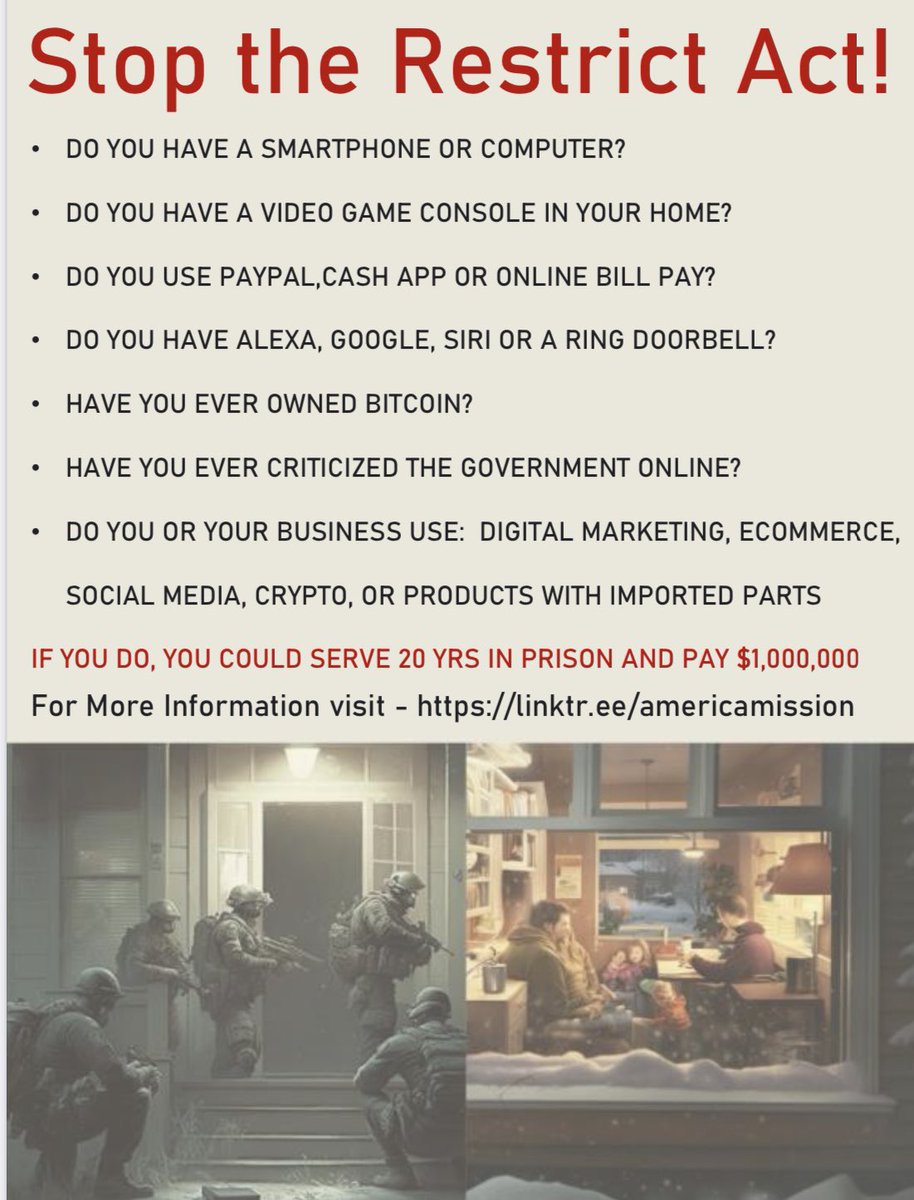 DustinStockton's tweet photo. New Restrict Act infographic just dropped! #RestrictThis https://t.co/NXNA4choA8