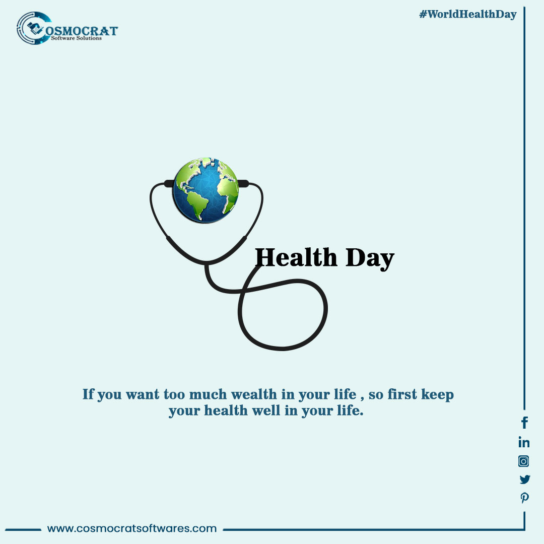 cosmocratsoft's tweet photo. #WorldHealthDay This day is designed to raise awareness of the importance of health and wellness in our lives.
.
.
.
#cosmocratsoftwaresolutions #digital #digitalmarketing #socialmediaagency #worldhealthday #healthday #worldhealthorganization #stayhealthy https://t.co/K5pSPuhL6J