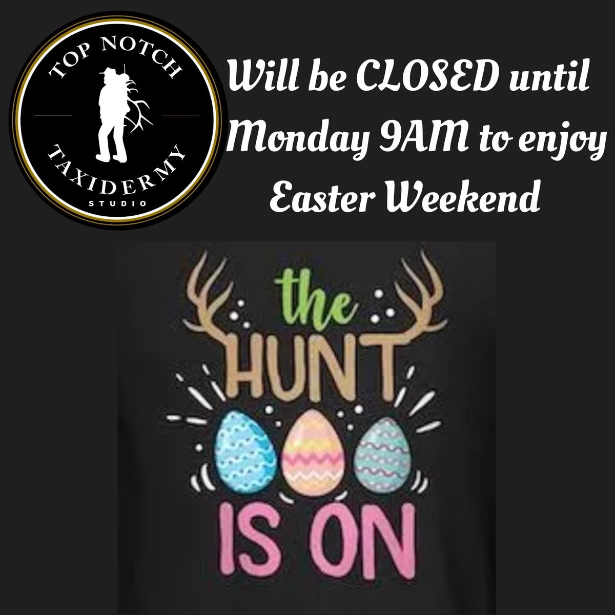 topnotchwiebe's tweet photo. Studio will be closed until Monday regular hours to enjoy Easter Weekend!!! Hope you all have a blessed holiday with family and friends. 🐣🐇🥚🌷 https://t.co/TLRDh0irpT