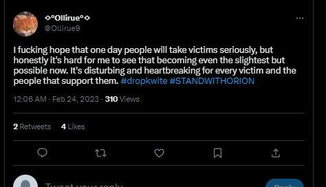 iAmFunnee's tweet photo. @Ollirue9 aww no essays worth of apology for how much you fucked up in supporting orion? #dropkwite #standwithorion https://t.co/xZyjQkXdTs