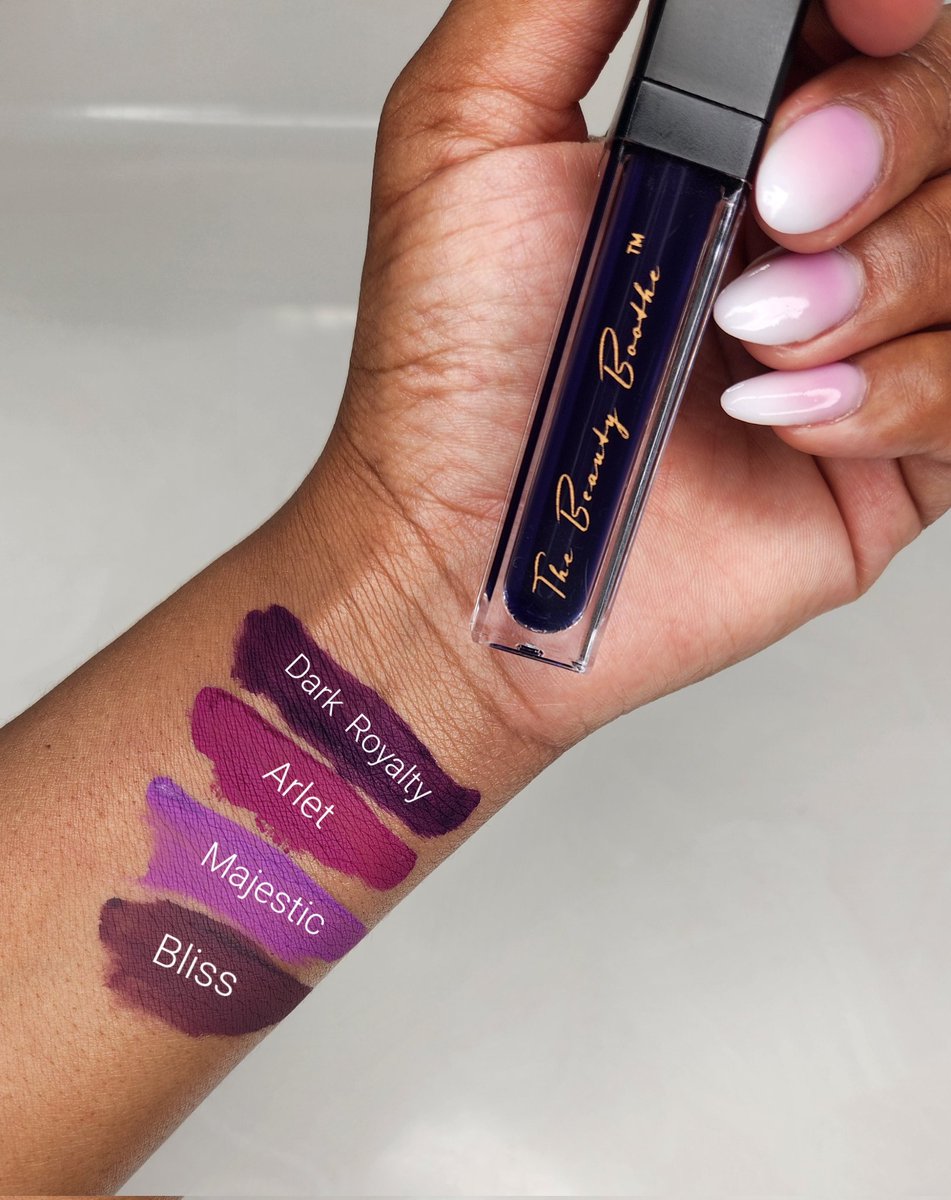 Purple is for Queens! 
Shop our hues of purple lipstick and find your perfect shade today! 
✨️Vibrant 
✨️Light weight 
✨️Long lasting 
✨️Waterproof 
✨️Smudgeproof 
 #thebeautyboothe #purple #purplelipstick #makeup #beauty 
#veganmakeup