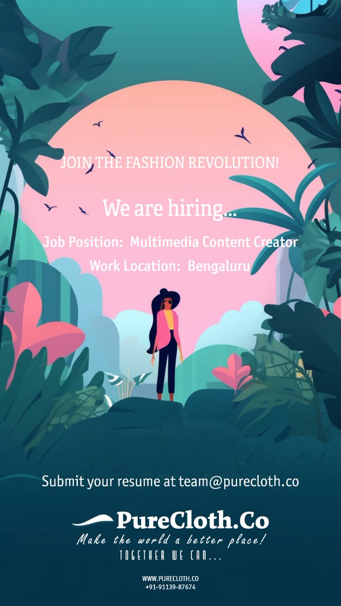 PureCloth_Co's tweet photo. We are Hiring 

#contentcreatorjob #jobsinbangalore #contentcreator https://t.co/SgPpp7Ew3e