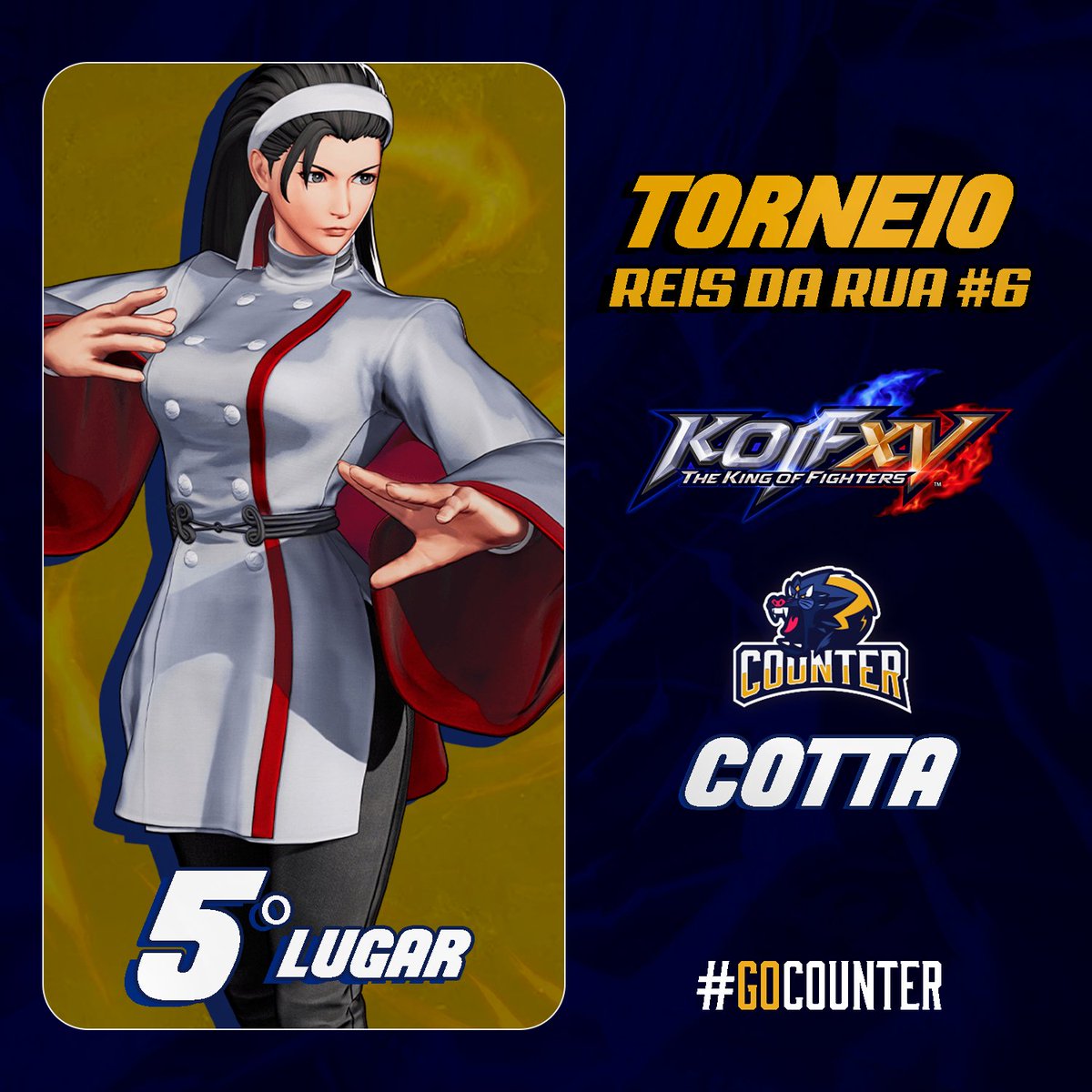 ClanCounter's tweet photo. Parabéns ao nosso querido jogador de KOF XV @RafaelCotta6  pelo 5º Lugar em um torneio com muitos jogadores de alto nível , organizado por @fgcsaopaulo . https://t.co/z57xK10tWm