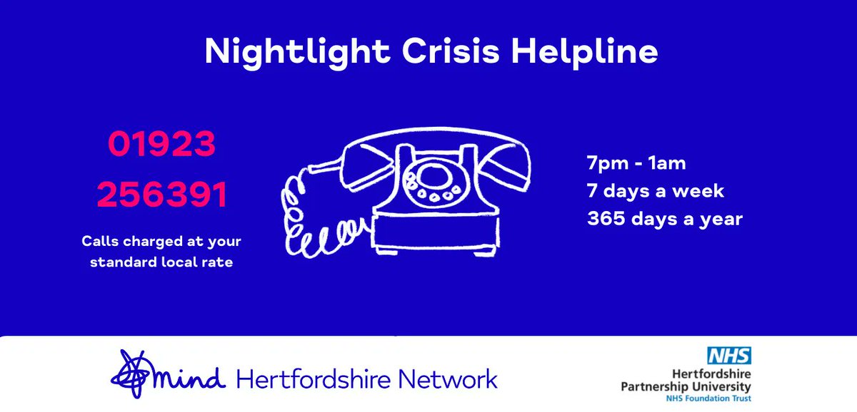 We are here for you over Easter. If you're experiencing any level of distress please give our Nightlight Crisis Helpline a call 📲
Open 7pm - 1am, 365 days a year 📞
Providing emotional support, advice, and information to anyone who needs support with their #MentalHealth 💙