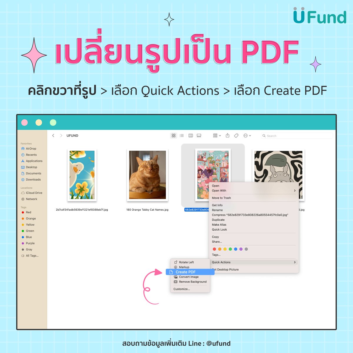 ufundofficial's tweet photo. 💻คนใช้ MacBook ห้ามพลาด! กับฟังก์ชันลัด Quick Action ที่จะช่วยให้ใช้งานได้สะดวกขึ้น แปลงไฟล์ง่ายๆ ใน 1 วินาที 😍 รู้แบบนี้แล้ว อย่าลืมไปลองทำกันดูน้าา
🤩สมัคร UFund #นักศึกษา #ผ่อนได้ไม่ง้อบัตร ตรงนี้เลย https://t.co/oGY0luqgtP
#ufund #MacBook #ustore #Studio7 https://t.co/WPW8goso9e