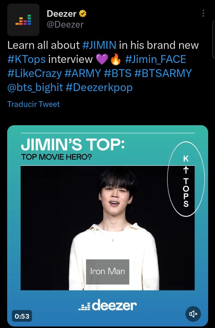 PurpleStationMX's tweet photo. Deezer en su cuenta de Twitter, Tiktok e instagram 
Aprende todo sobre #JIMIN en su nueva entrevista #KTops 💜🔥 #JiminFACE #LikeCrazy #ARMY
🔗https://t.co/VRMzs9oUWr

 #BTS #BTSARMY #RM #JIN #SUGA #JHOPE #JIMIN #V #JK #방탄소년단 #아미 #Deezerkpop
💐🐟ClauJin💋✨ https://t.co/kiMrlmjC5z