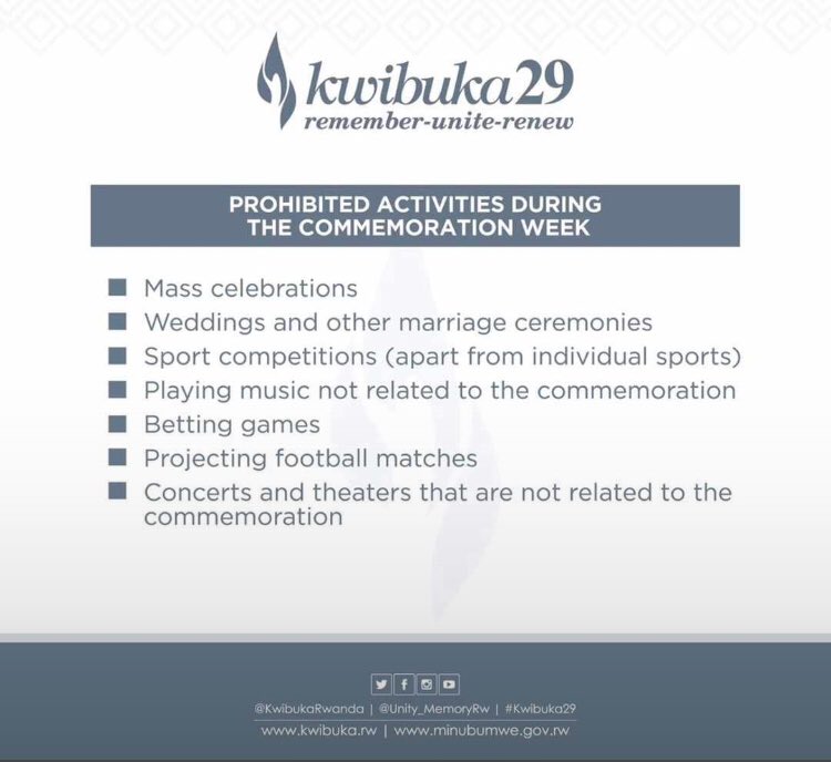 Bonheur242's tweet photo. As we start commemoration week there are prohibited activities https://t.co/G6XzdjLO7m