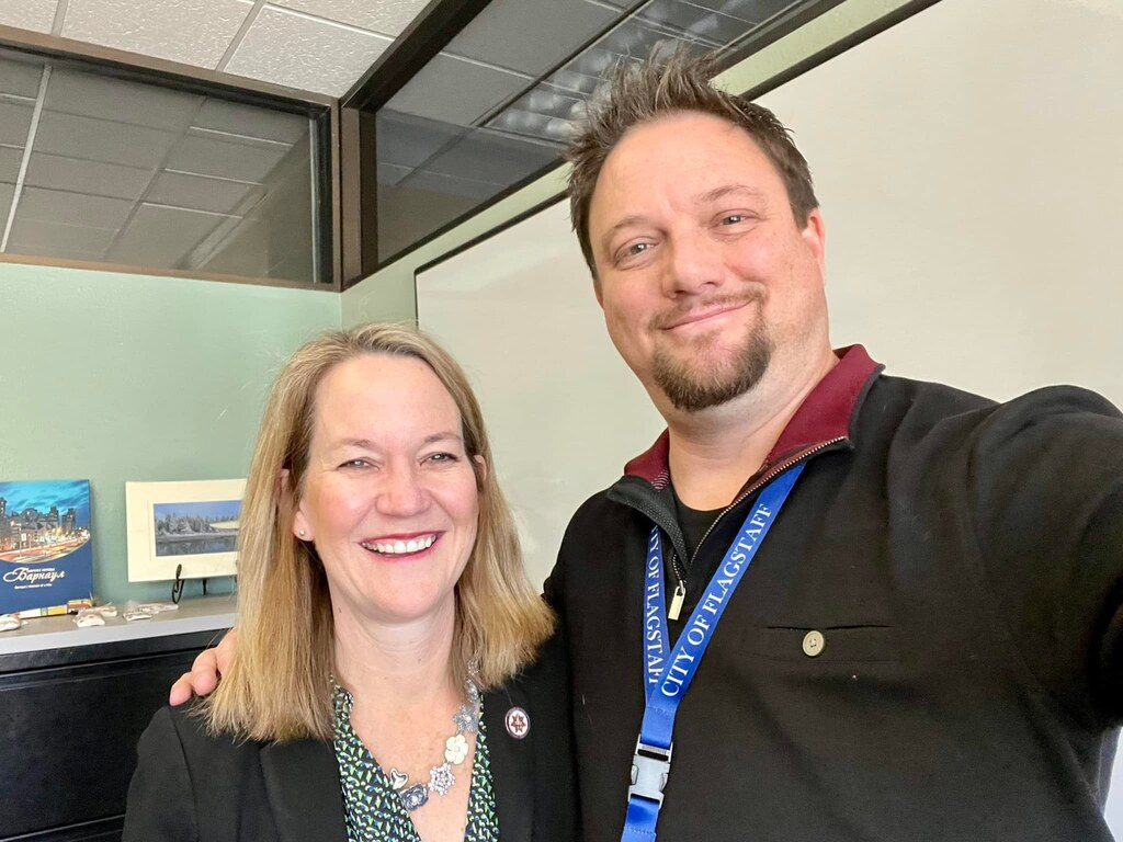 Laustinspace's tweet photo. Mayor Becky Daggett, Councilmember Sweet, and I had the incredible and unprecedented privilege of hunkering down for TWO HOURS with Arizona Attorney General Kris Mayes today. So much to discuss, principally around home rule and state-preemptions. Topics ranged from short-ter… https://t.co/u6nKeZJoLN