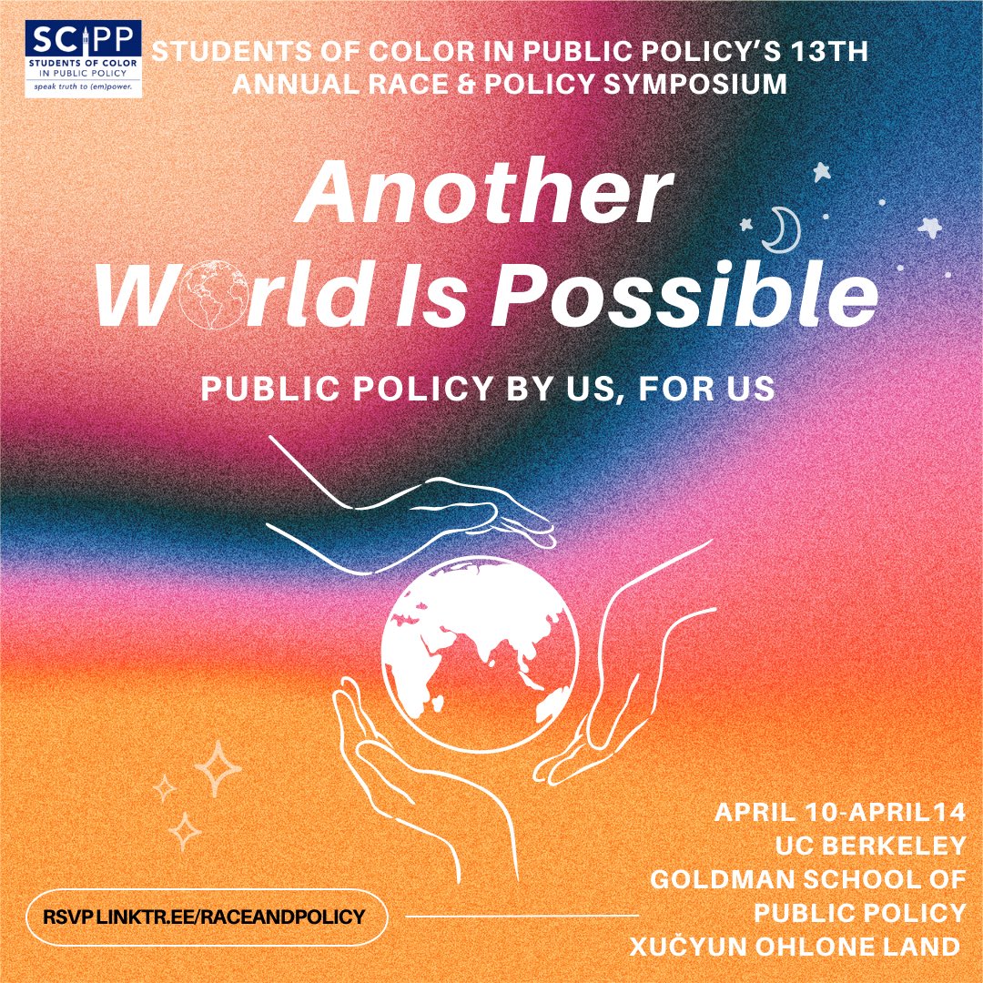 scipp_gspp's tweet image. We are so excited to announce our 13th annual Race and Policy Symposium! 

We have an exciting lineup of speakers and events. 

Save the date and share with your friends! 

#RaceAndPolicy #EquityInPolicy #StudentsOfColor #Community #Symposium