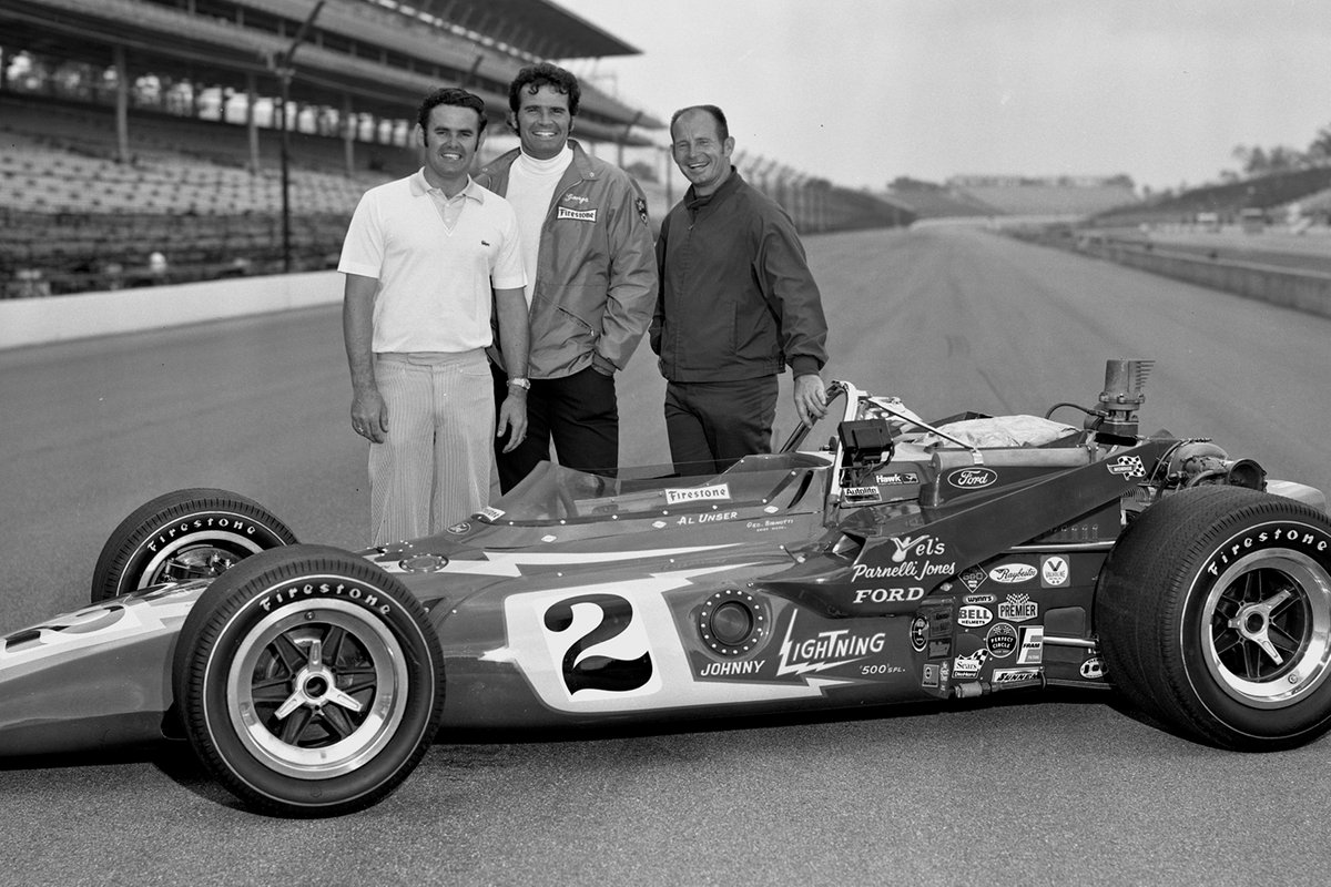 James Garner, born on this day in 1928, with Al Unser and Parnelli Jones at the track after Unser's first Indy win for Parnelli's team in 1970. The great @IMS historian Donald Davidson reckoned Garner attended over 30 #Indy500 races. #IsItMayYet