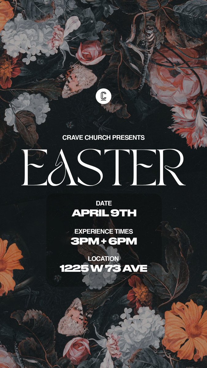CraveChurch's tweet photo. EASTER 2023 🕊

Join us for a special weekend to celebrate a moment that changed the world. ✝️🙌🏼

ALL INFO IN BIO! https://t.co/KlU7zQNwiR