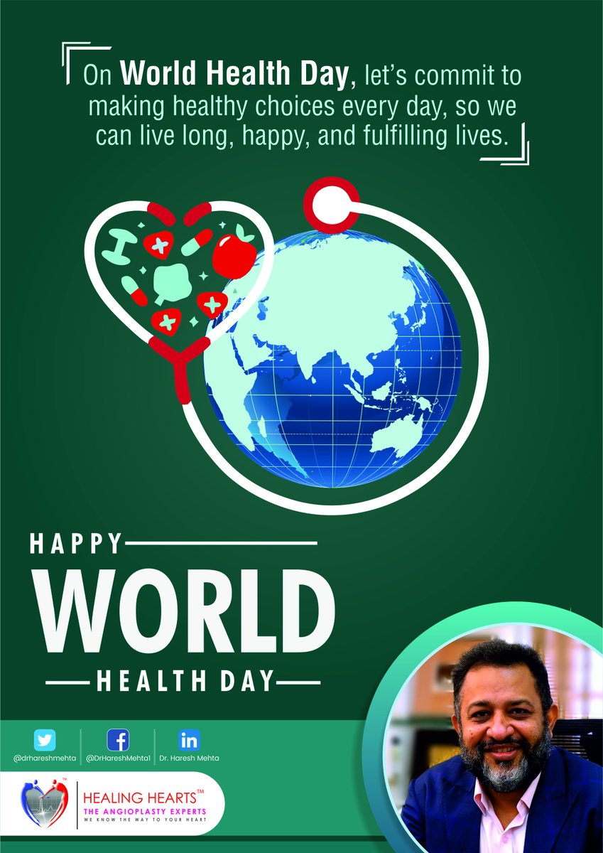 DrHareshMehta1's tweet photo. Invest in your health, it's the best investment you can make. Happy World Health Day!"

#healthday#InterventionalCardiologist #BestTaviDoctor #TAVRspecialist #TopTAVIdoctor #Cardiologist #Heartspecialist #heartdoctor​ #worldhealthday https://t.co/QUftFdyiRC