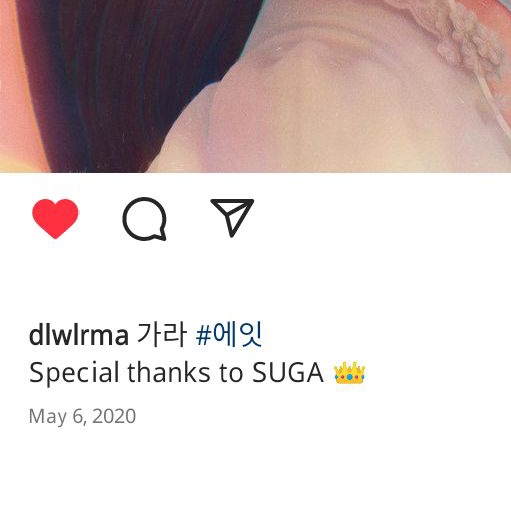 ruvIsly's tweet photo. iu adding a '👑' everytime she mentions suga on her ig, she's so real for this https://t.co/gqdWTzNGsN