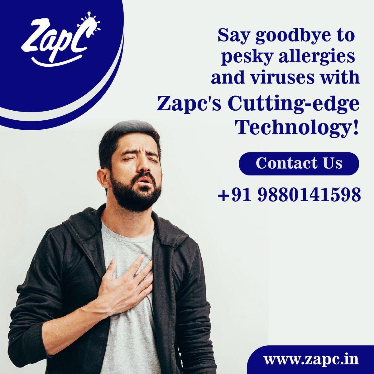 Zapc_in's tweet photo. ZAPC can kill up to 80-90% of Bacteria &amp; Viruses and removes harmful dust particles and makes it cleaner to breathe for individual.

Get your ZapC Device now!
https://t.co/5DzJZFdKFE | +91 9880141598

#zapc #AllergyRelief #HealthyLiving #CleanAir #DustFree #PollenFree #SelfCare https://t.co/MuXV1IezRb