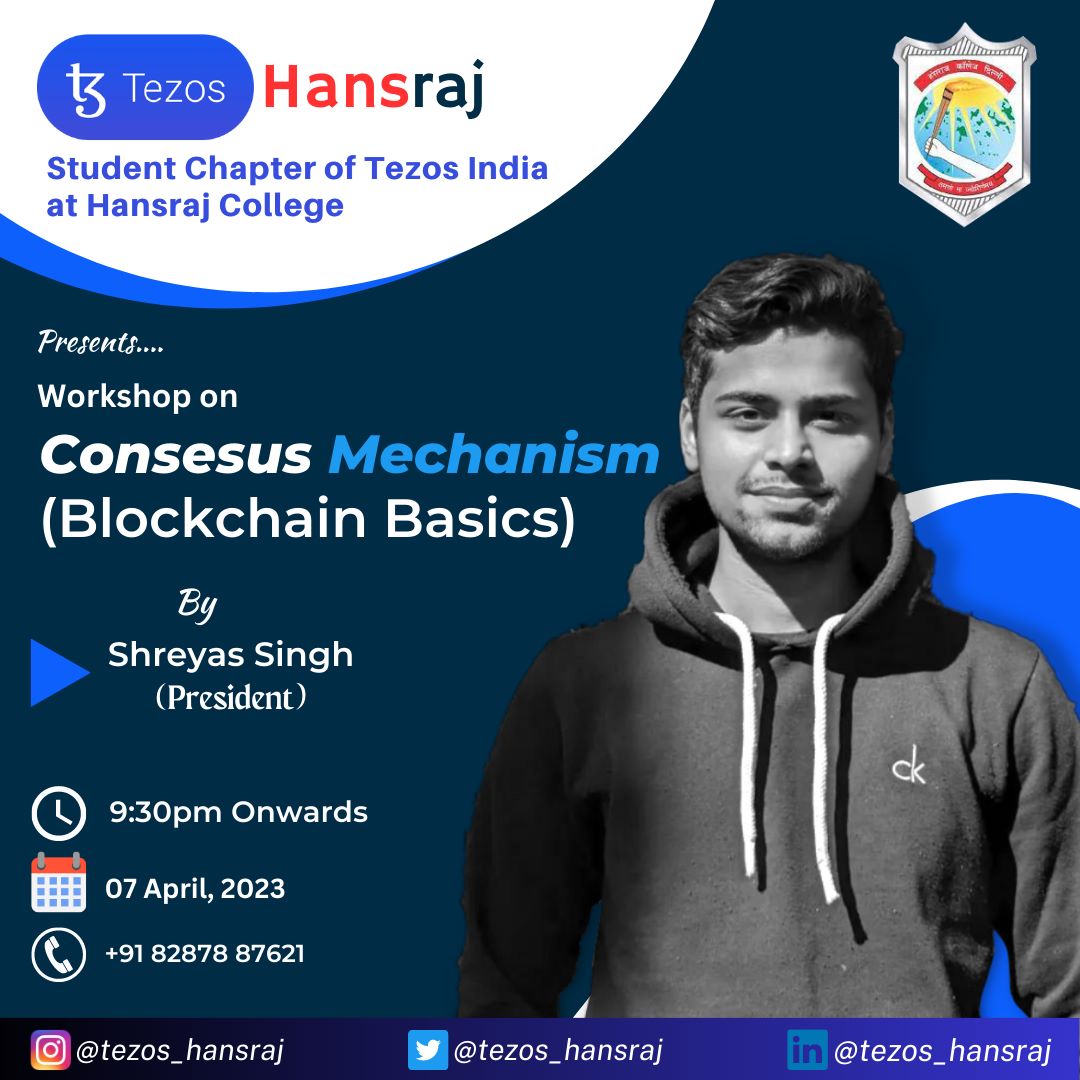 Tezos_Hansraj's tweet photo. ✨✨Greetings from The Tezos Hansraj, Student Chapter of Tezos India at Hansraj College✨✨
⚡we are conducting our third workshop on Consensus Mechanisms.
Regards:
Tezos_Hansraj, India
#Blockchain #Web3 #learning #teamtezos #tezos #Web3community #workshop https://t.co/1gyMTarboQ