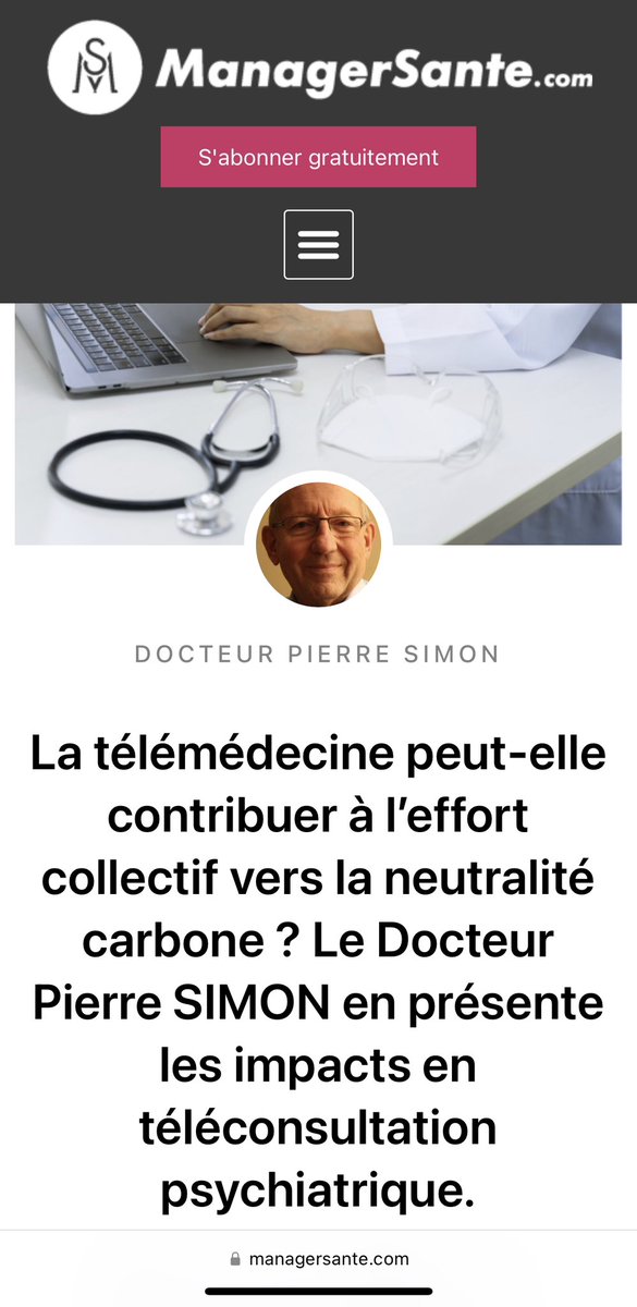 prolevavasseur's tweet photo. 🔵[ARTICLE @managersante ]: “La télémédecine peut-elle contribuer à l’effort collectif vers la neutralité carbone ? Le Docteur @pierresimon22 en présente les impacts en téléconsultation psychiatrique.“

👉 https://t.co/07D4VzFmmX

🌟🩺 Dr. #PierreSIMON
#ManagerSante
———————————— https://t.co/W9MwW3nsod