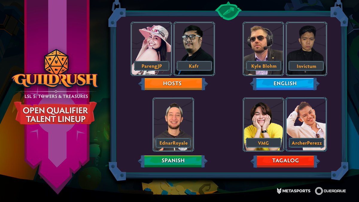 LSL_GG's tweet photo. Meet your hosts &amp; casters for this weekend!✨

@parengjpcasts @kafrph @kyleblohm @inviictum @VMiguelG @ArcherPerezz @Ednar_Royale

Catch them as they cover the raids on the Castles!🏯⚔️

🔴@ancient8_gg: Apr 8, 6PM (UTC+8)
🔴@TeamQuesoGG: Apr 9, 10PM (UTC+8)

#LSLGuildRush #LSLS5 https://t.co/U0ZWA7tMra
