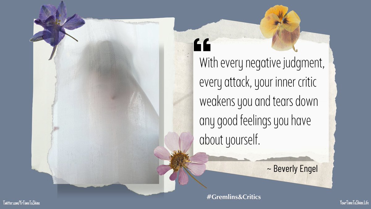 YrTimeToShine's tweet photo. Your inner critic can be your worst enemy, tearing down any positive self-image you have. Don't let negativity weaken you. Build yourself up with self-love and kindness. This week’s Coaching Theme: GREMLINS AND CRITICS! 👹 #innercritic #gremlintaming #positivity #selflove ❤️ https://t.co/HoM7Wwua1z