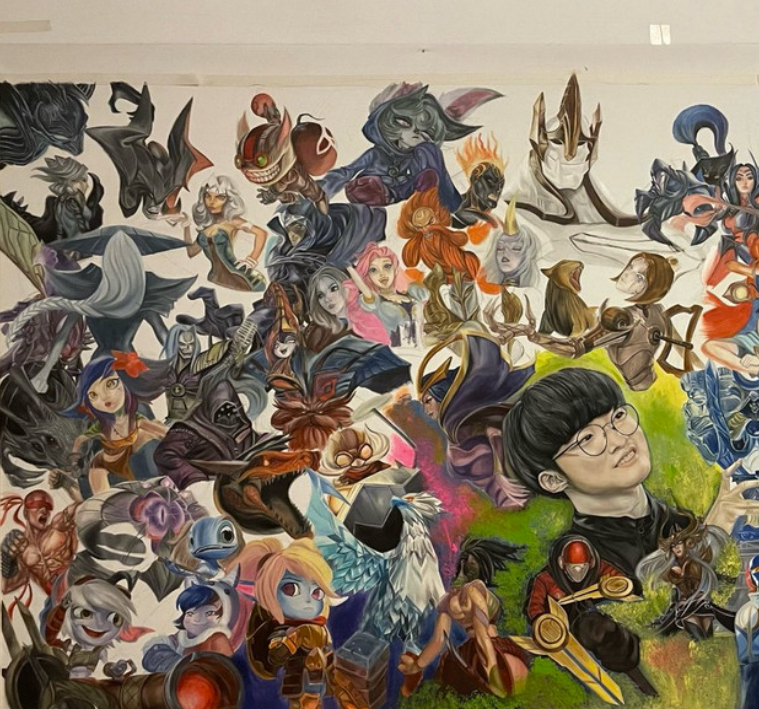 tang__kira's tweet photo. ini fans Faker niat banget.

2 tahun ngelukis faker and all of the Champions in LOL

Dia sampe terbang ke Korea buat nganterin lukisannya ke Faker (fansnya dari China)

Udah diterima lagi sama Fakernya gemes bgt https://t.co/wrwSxHkHq7 https://t.co/tbwcV1Nn03