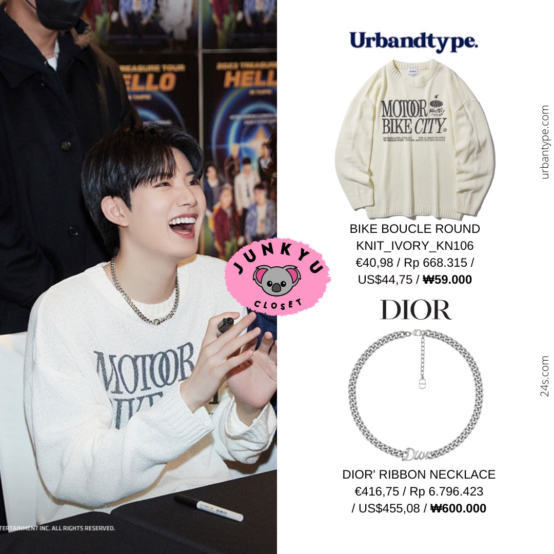 junkyucloset's tweet photo. 230407 #JUNKYU Fan-Signing Event in Taipei

URBANDTYPE
Bike Boucle Round Knit
₩59.000

DIOR
Dior' Ribbon Necklace
₩600.000

#준규 #JUNKYU #TREASURE https://t.co/o2hgOMWjlB